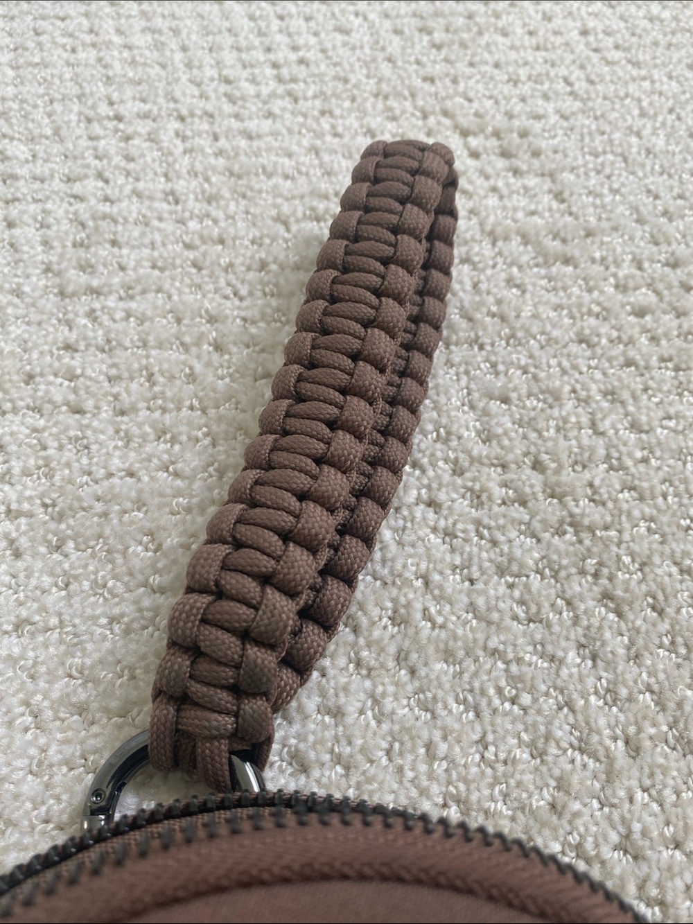 Athleta Chocolate Brown Round Wristlet Pouch with Braided Strap - Picture 5 of 6